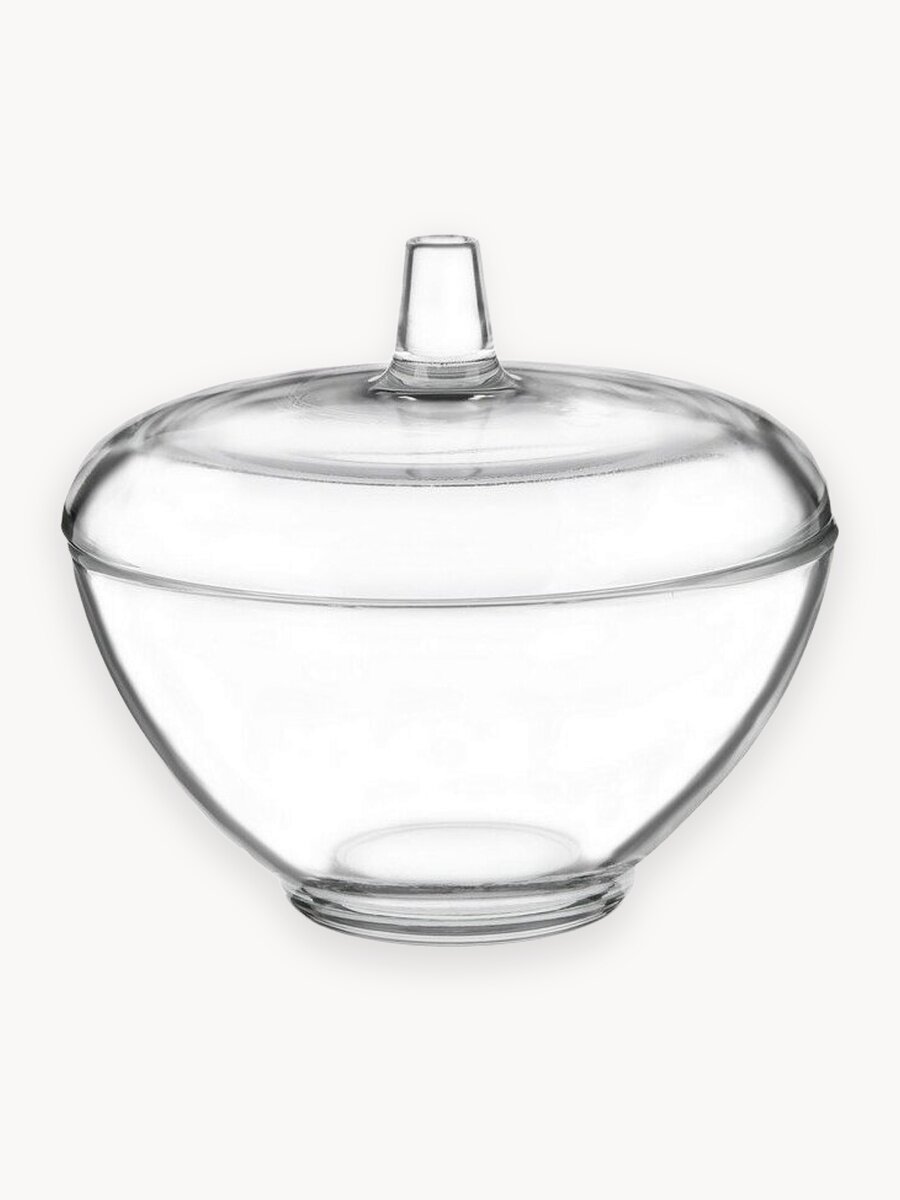 Сахарница стеклянная прозрачная "симпатия" с крышкой, 400 мл, 12см, OSZ
