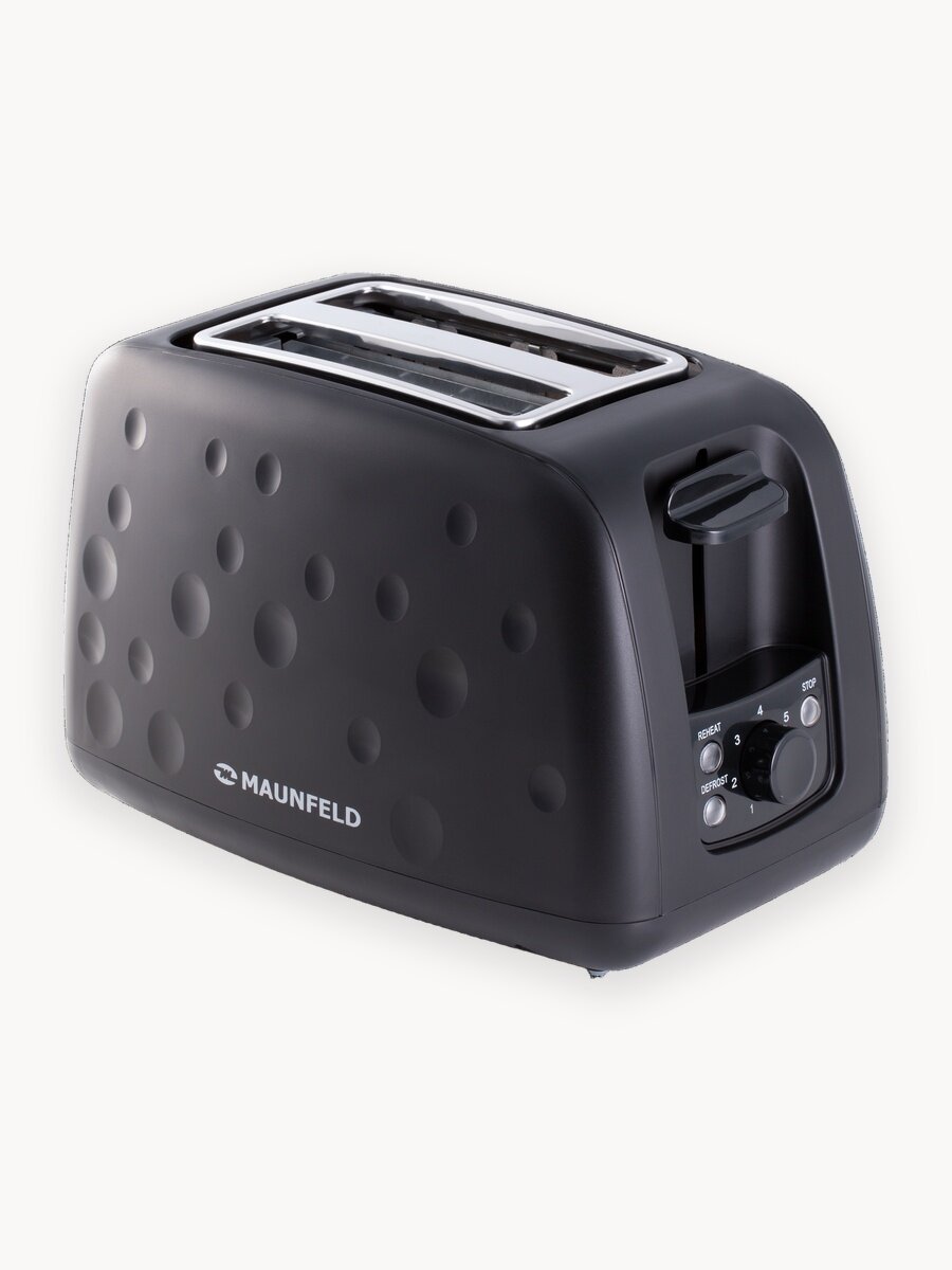 Тостер MAUNFELD MFT-847BK , 930 вт, 2 тоста , черный цвет . Функция подогрева