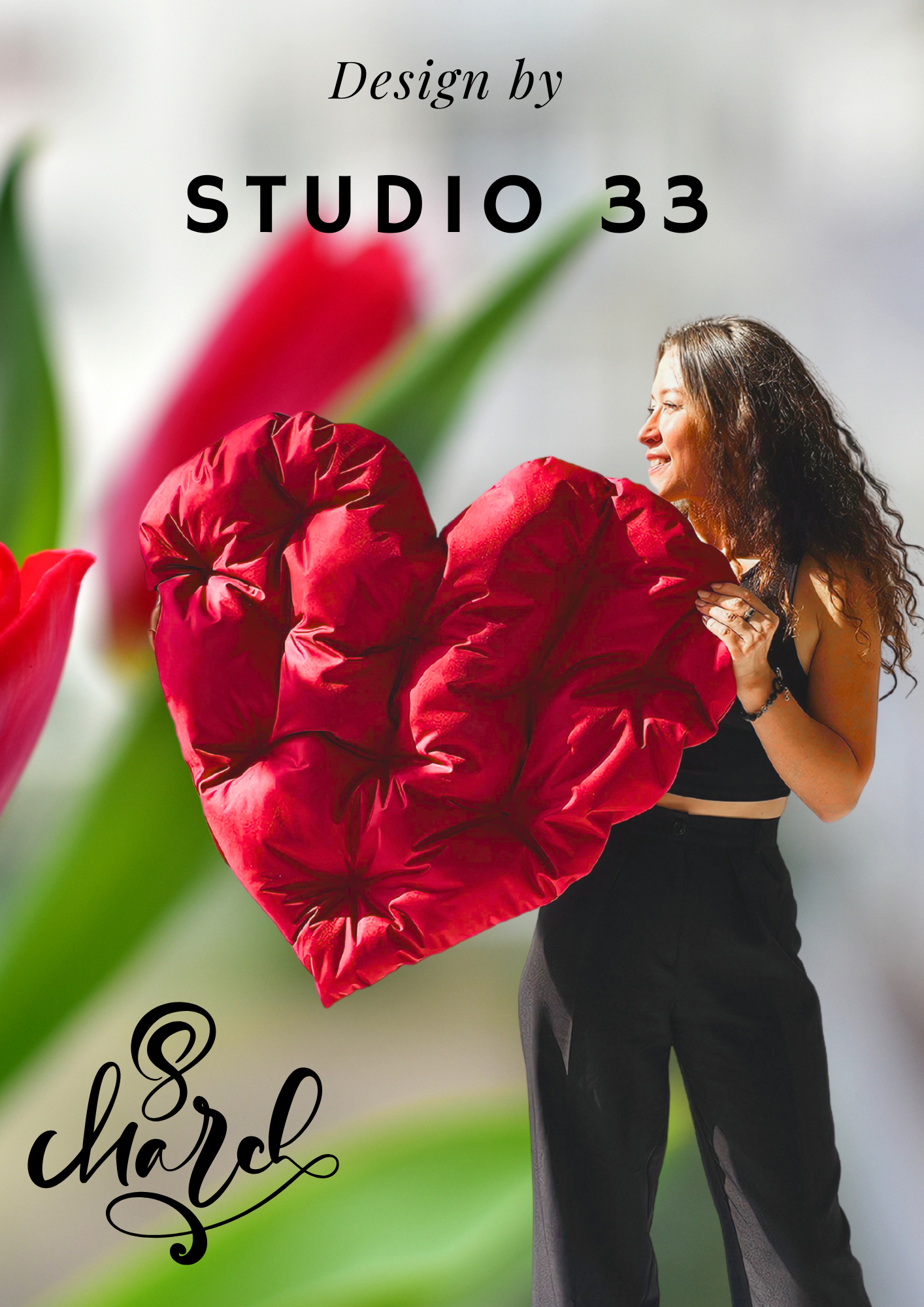 Декоративная подушка Studio 33 "Сердце", ткань Оксфорд, 85x100х8см