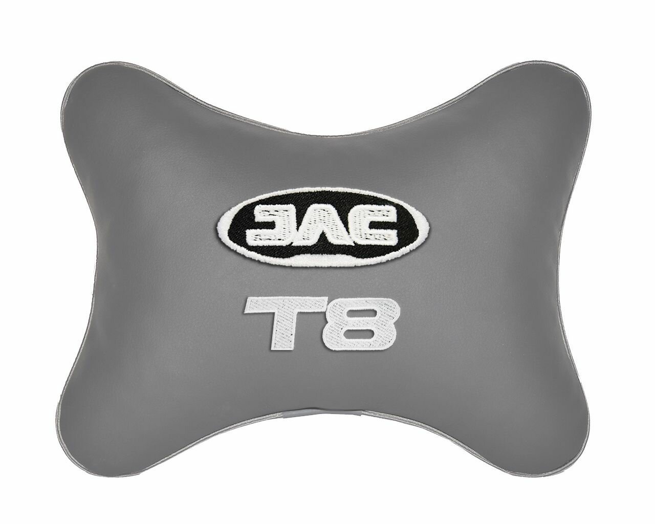 Подушка на подголовник автомобильная серая экокожа JAC T8