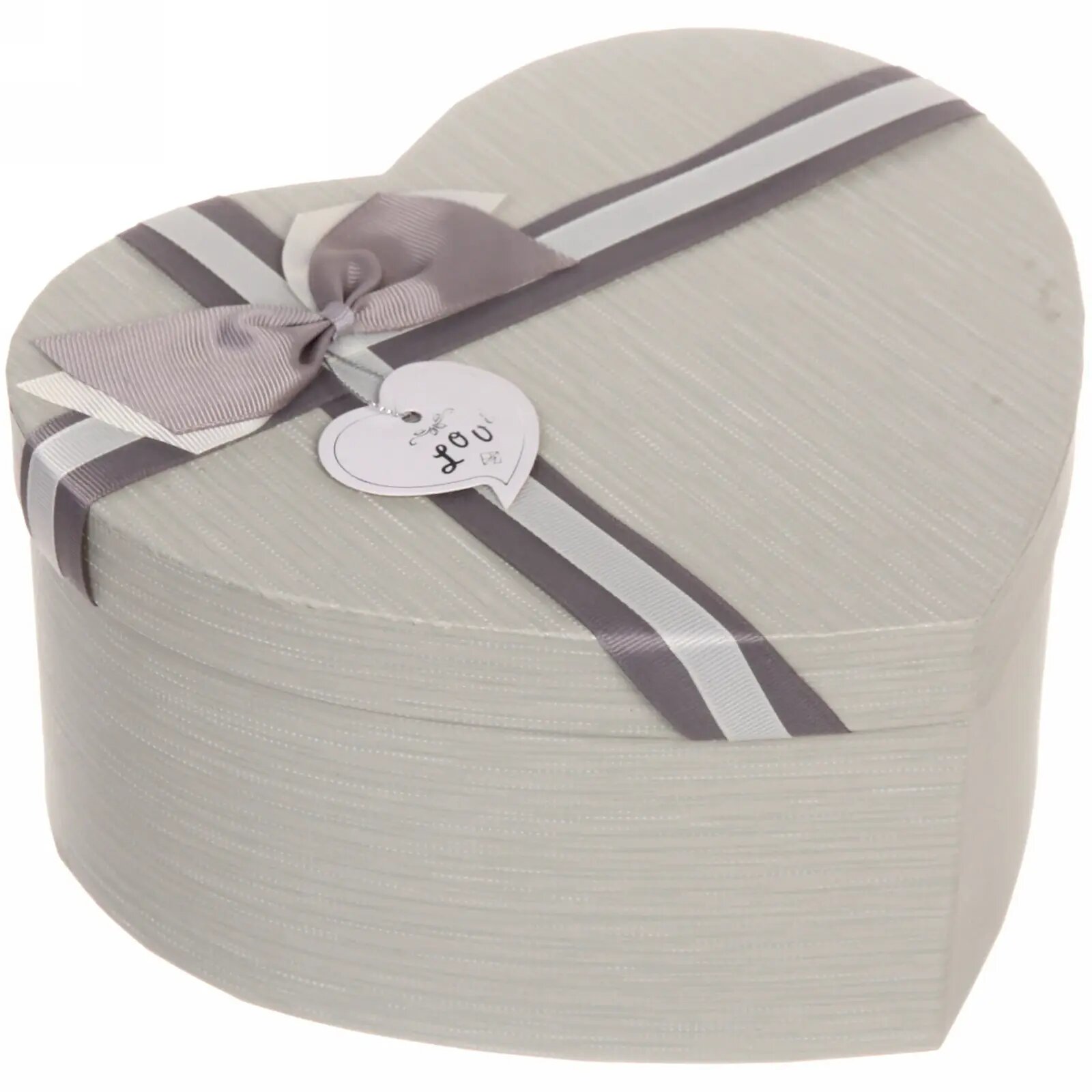 Подарочная коробка «От всего сердца» форма сердца картон 20.5×23×11.5 см серый