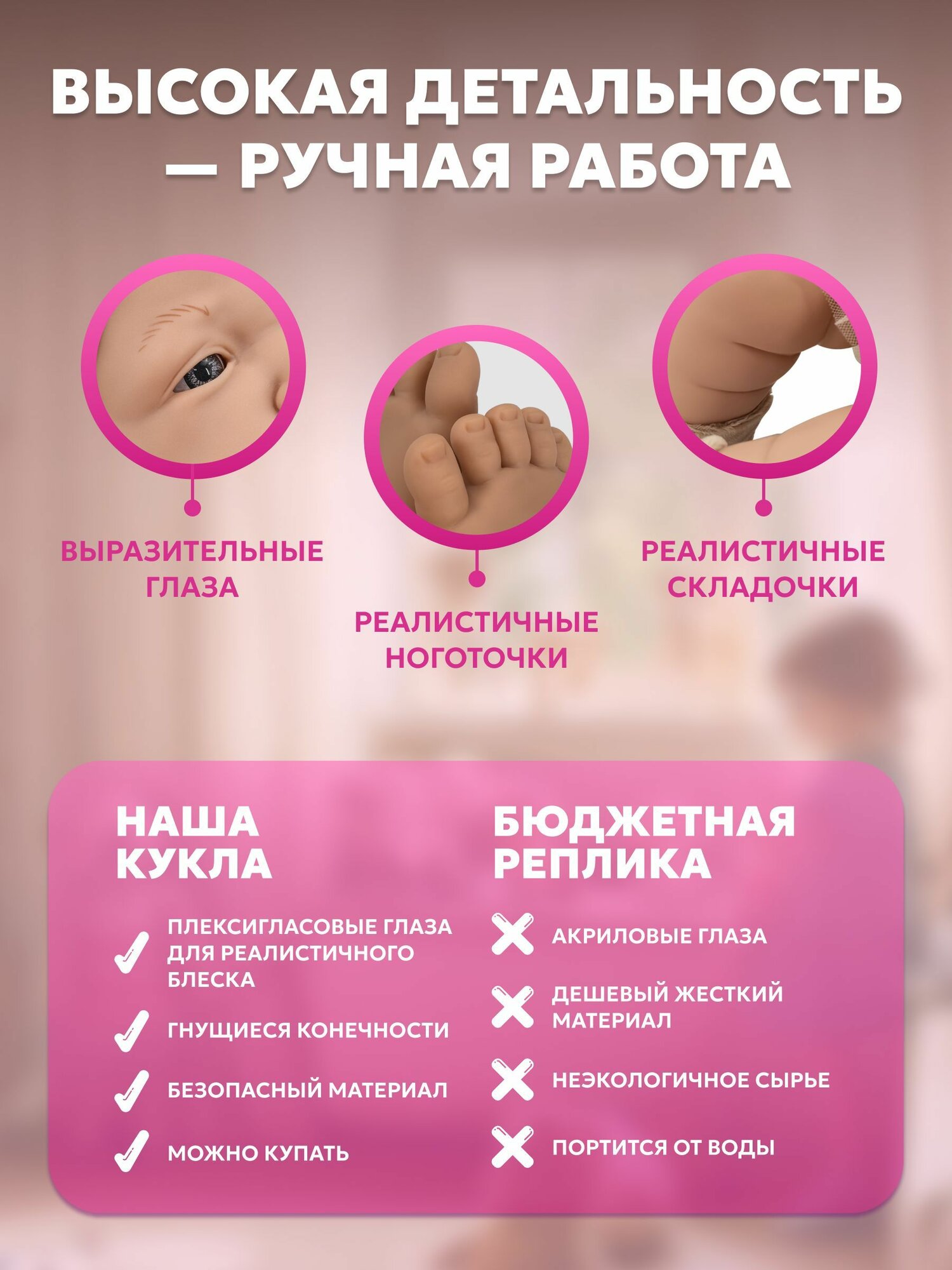 Кукла пупс реалистичная для девочки Bonbela, №04 с аксессуарами 40 см — фото 1