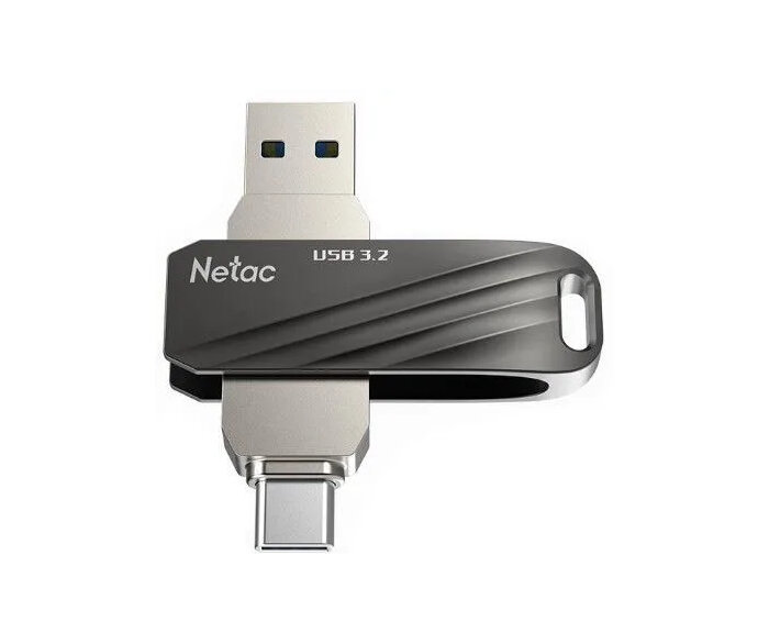 Флешка Netac US11, 32 ГБ, USB 3.2 Gen1, USB Type-C, серебристый/черный (NT03US11C-032G-32BK)