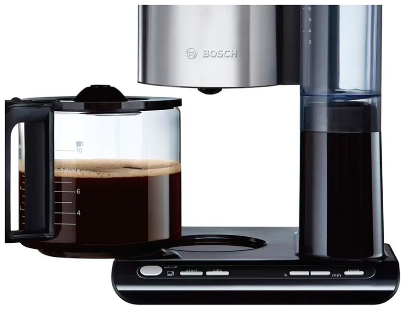 Кофеварка Bosch TKA 8633 Styline, 1160 Вт, дисплей с часами, черный — фото 1