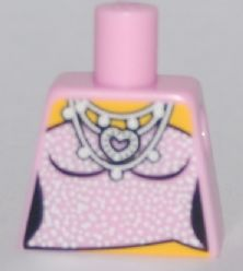 Torso Female Strapless Top with Silver Sparkles, Heart Necklace Pattern, 973pb0709 Bright Pink U