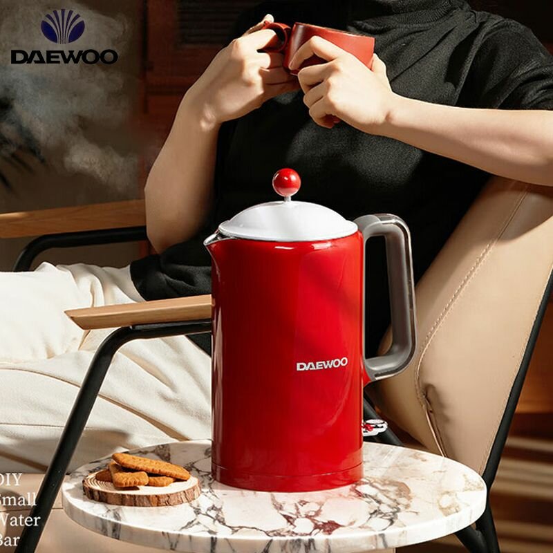 DAEWOO Ретро Электрический чайник 15 л Автоматический подогрев 304 нержавеющая сталь для использования на домашней кухне