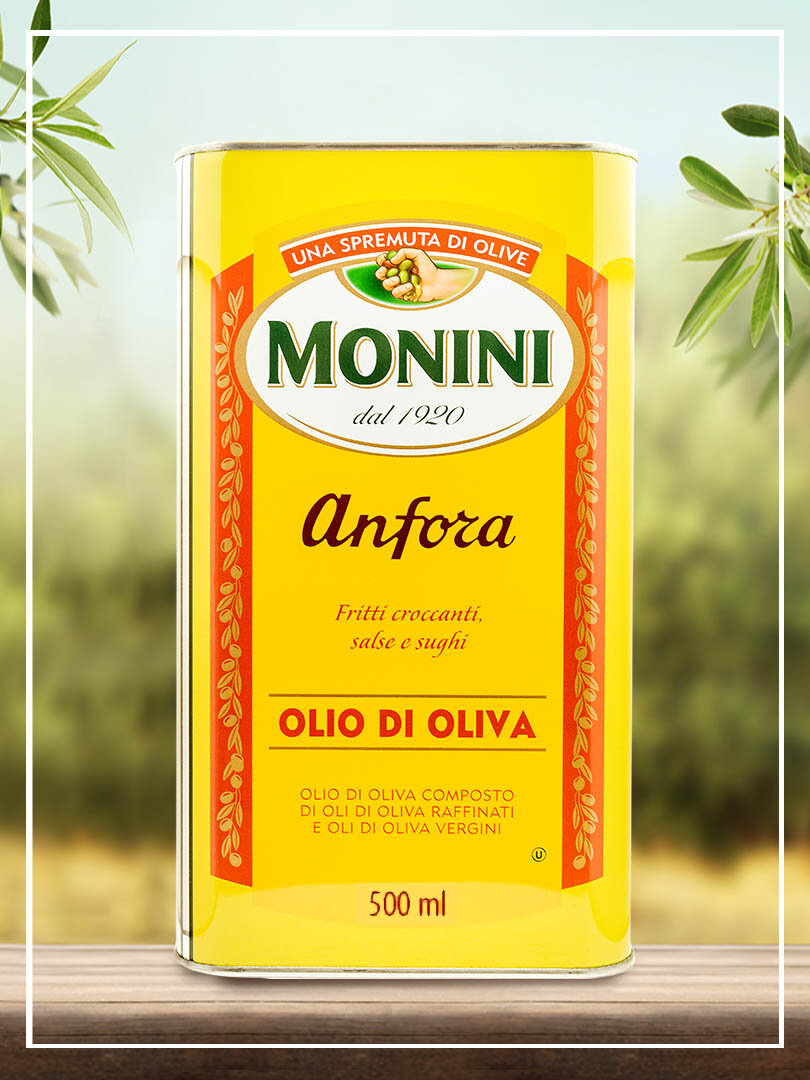 Оливковое масло Monini "Anfora" рафинированное, для жарки, 0,5 л — фото 1