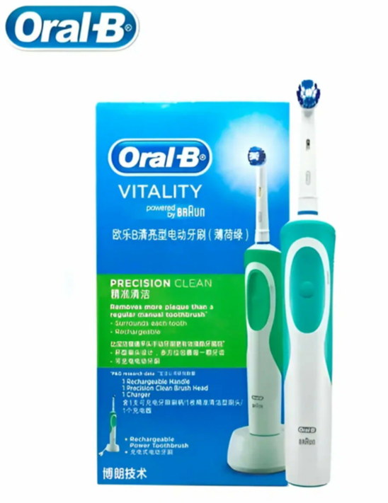 Электрическая зубная щетка OralB Vitality D12513 Precision Clean зеленый ультразвуковая с таймером