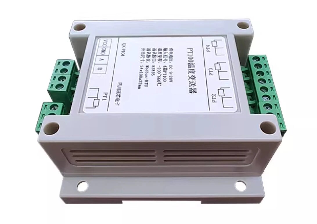 BoboYun Tech 2/4-канальный PT100 модуль передатчика Modbus, QX-PT04 4CH RS485