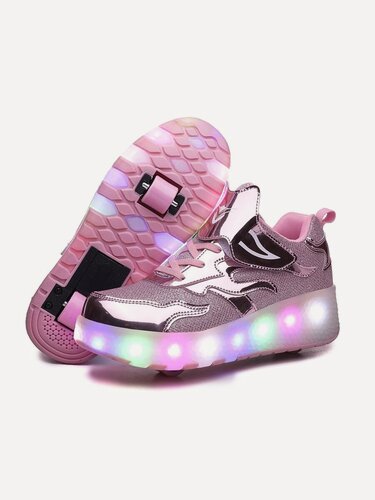 Изображение товара Детские светодиодные роликовые туфли для катания на роликах с двойными колесами для мальчиков и девочек