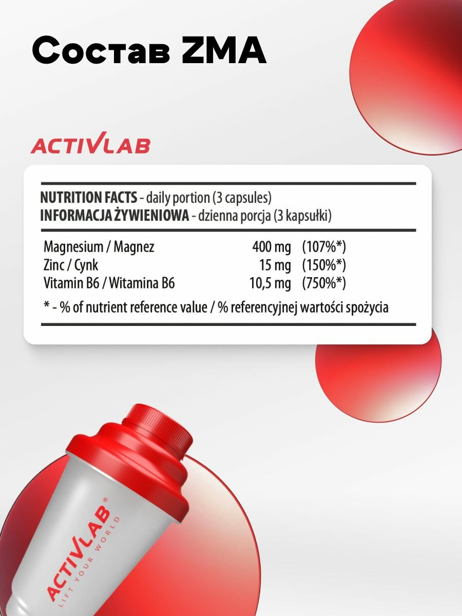 Витаминно-Минеральные Комплексы С Прочими Компонентами Activlab Витамины комплекс 90 капсул ZMA минеральных для мужчин и женщин