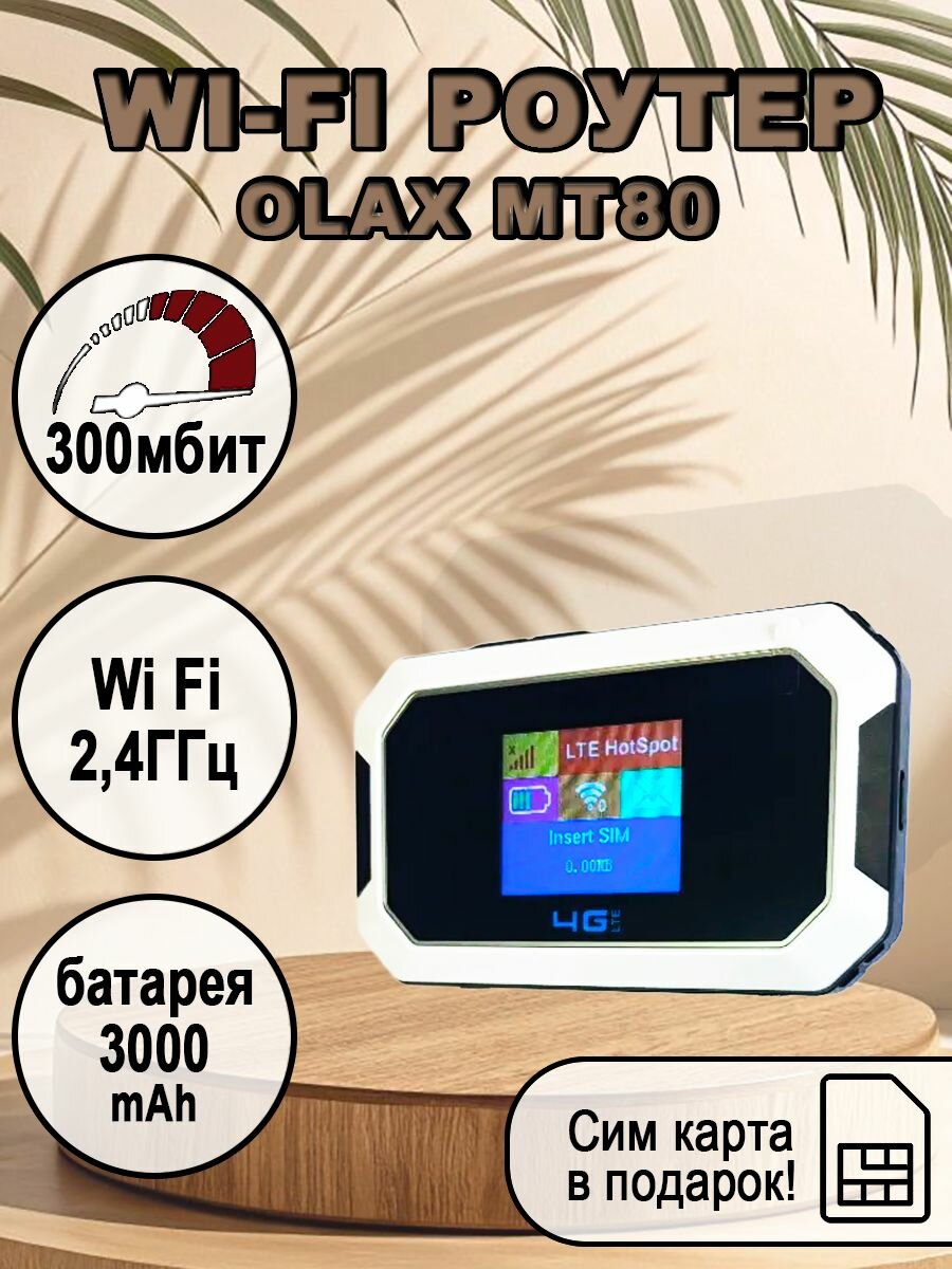 Карманный роутер wi-fi MT80 c сим картой в подарок!