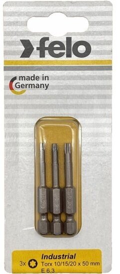 Felo Биты TX10/TX15/TX20 50мм серия Industrial 3 шт в блистере 03693116