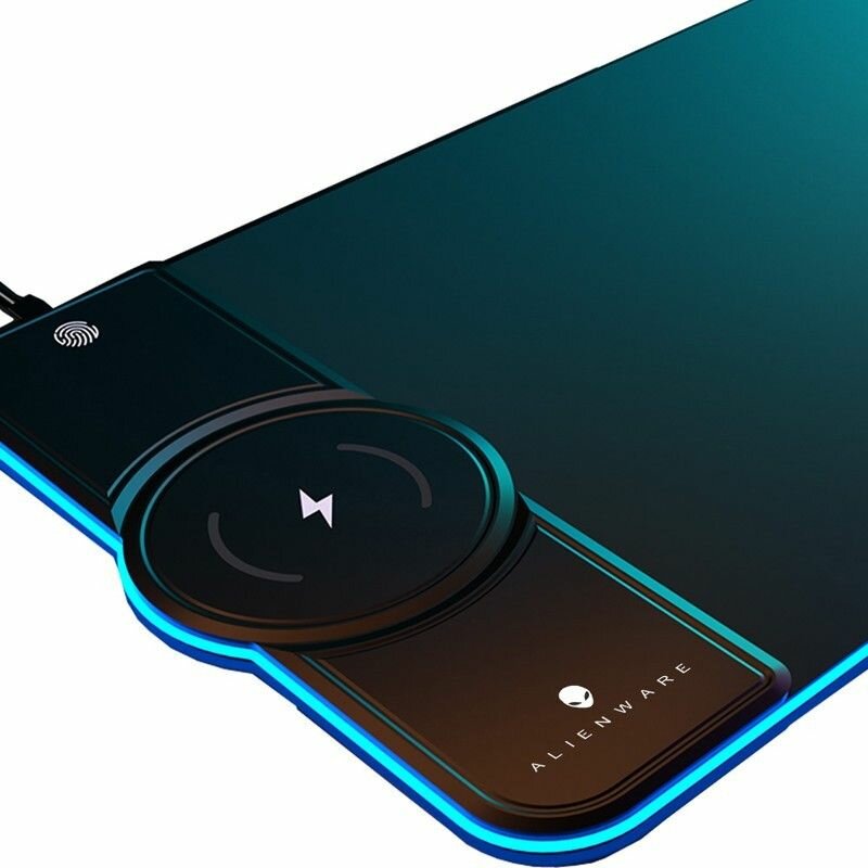 Коврик для игровой мыши, Alienware Беспроводная зарядка RGB Компьютерный настольный коврик 15 Вт Быстрая зарядка, черный — фото 1