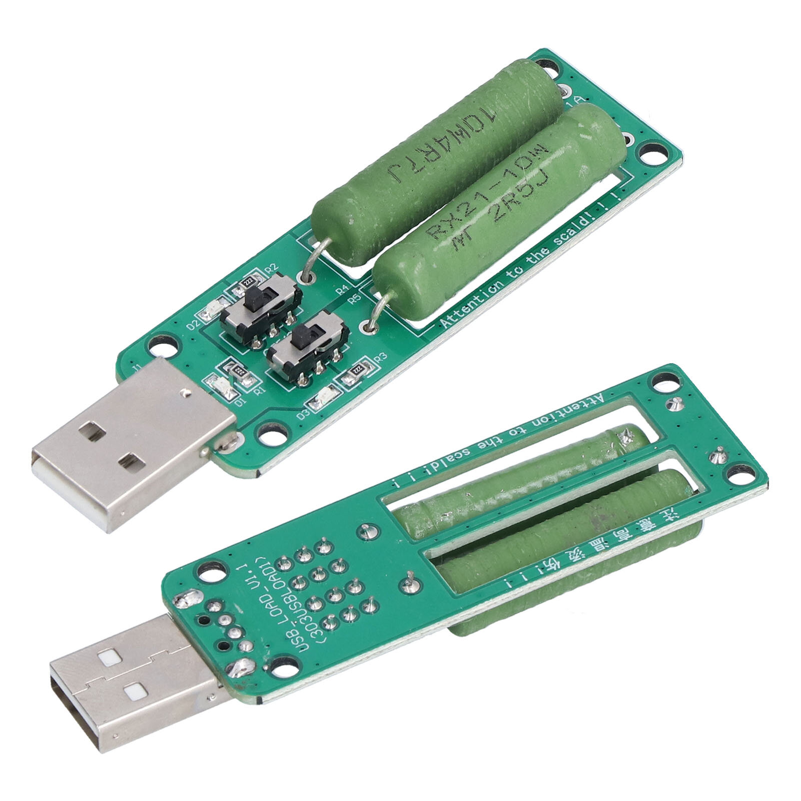 2 шт. USB-тестер нагрузки, регулируемый резистор, электронный тестовый модуль, разрядный аксессуар 1A 2A 3A