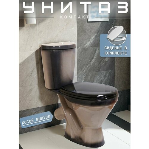 фото Унитаз напольный черный косой выпуск