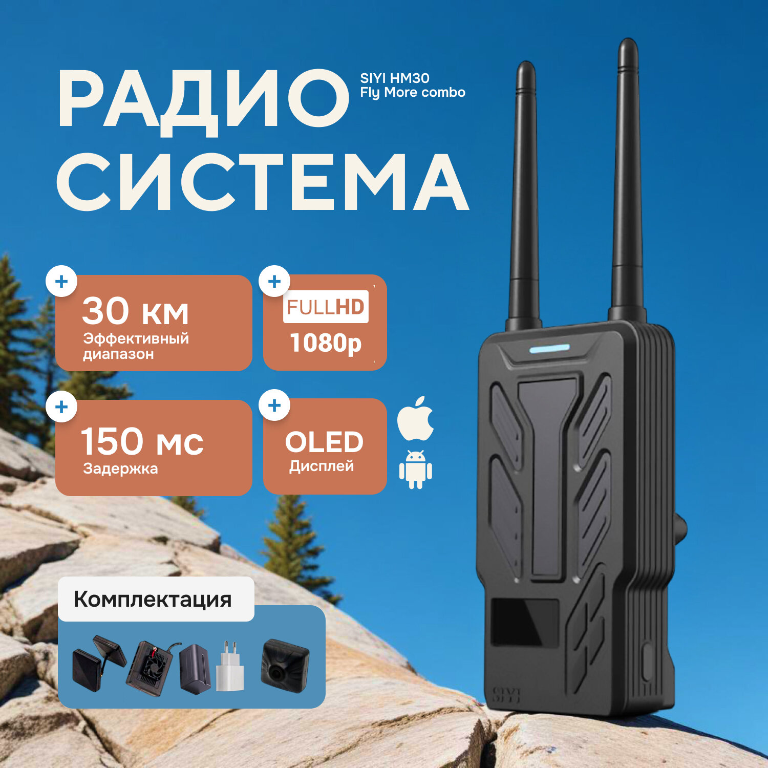 Радиосистема SiYi HM30, для дронов DJI, цифровая видеосвязь, дальность до 30км