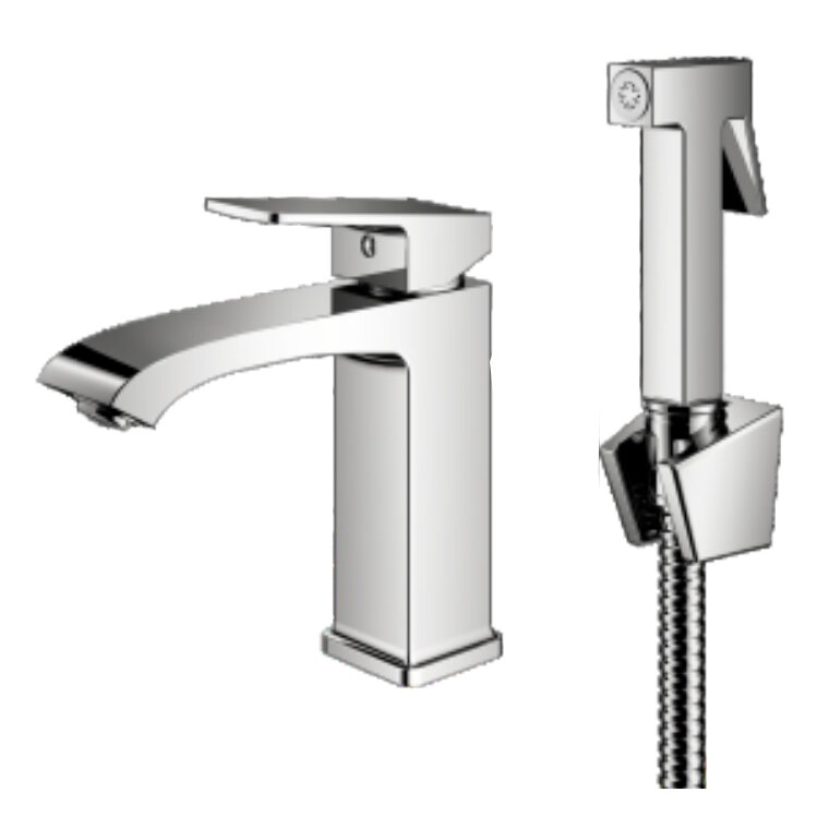 Смеситель для раковины с гигиеническим душем Prohanss P60.12 хром