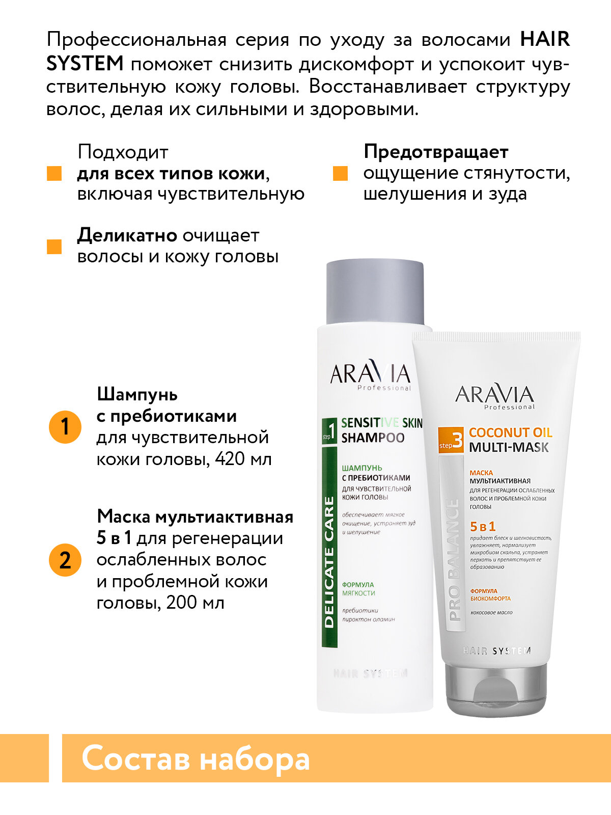 Картинки ARAVIA Professional Набор для ухода за волосами и кожей головы Hair Relax