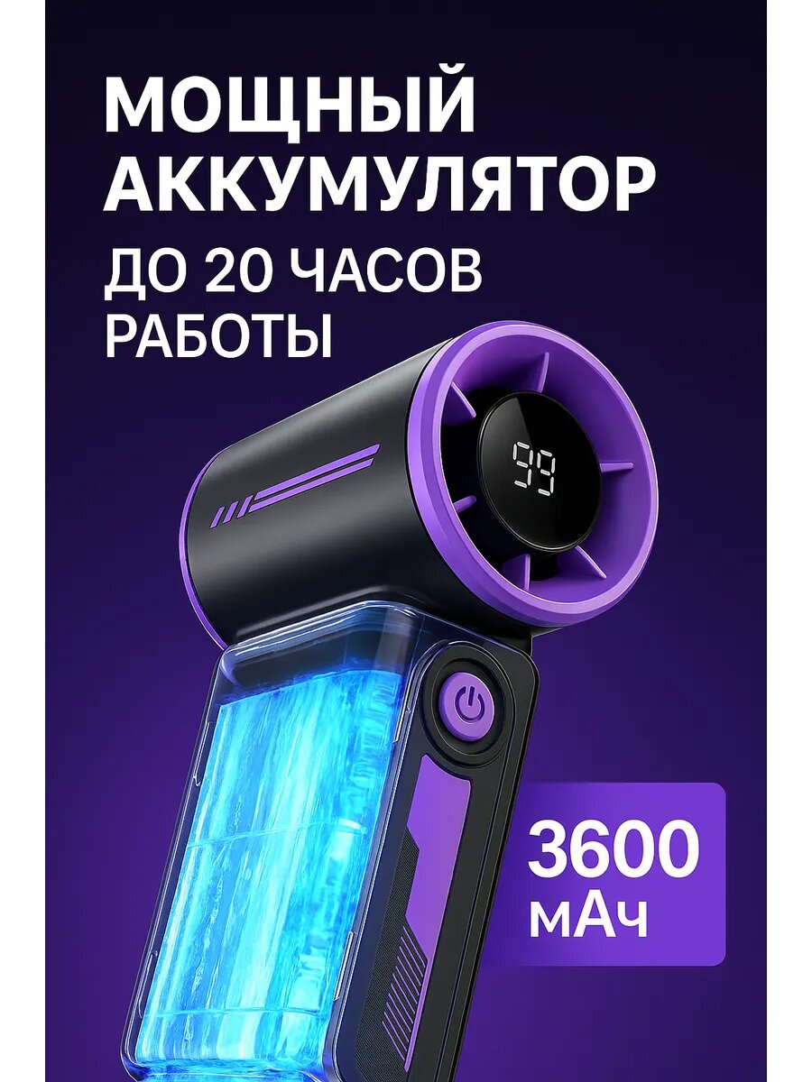 Мини вентилятор ручной с дисплеем, портативный — фото 1