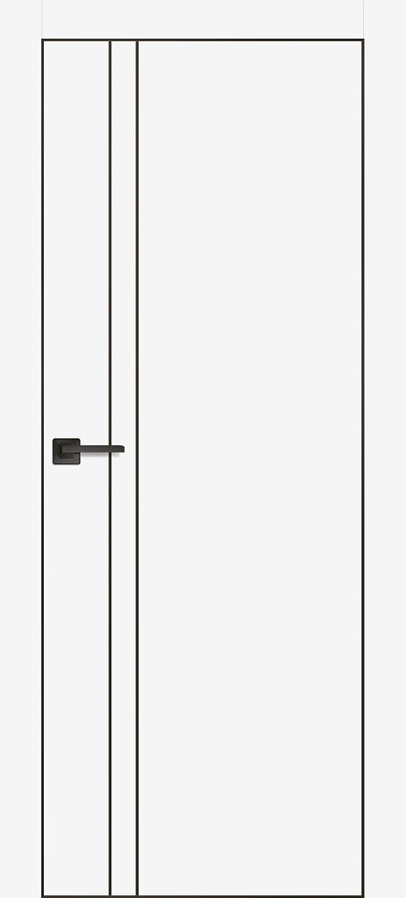 Комплект двери Profilo Porte PX-20 PET белый матовый черный молдинг врезка под петли AGB и замок черная кр с 4-х 200*90 +коробка и наличники