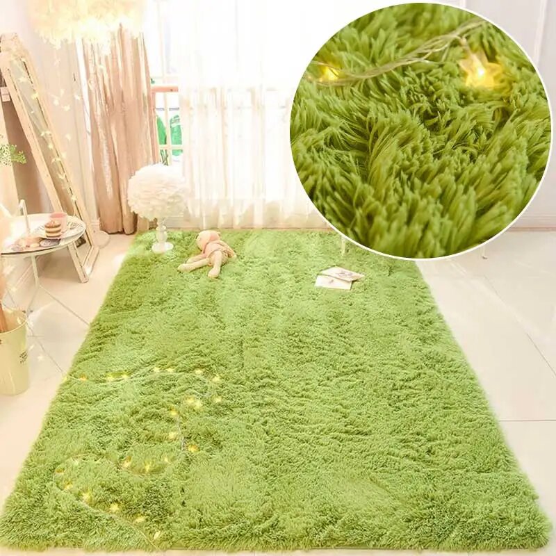 Зеленый Детский плюшевый ковер 80x120cm Его можно поставить у кровати
