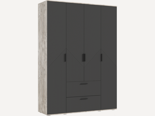 Изображение товара Шкаф 4-х створчатый 1600, со штангой для вешалок, Браш Графит/Дуб Юкон