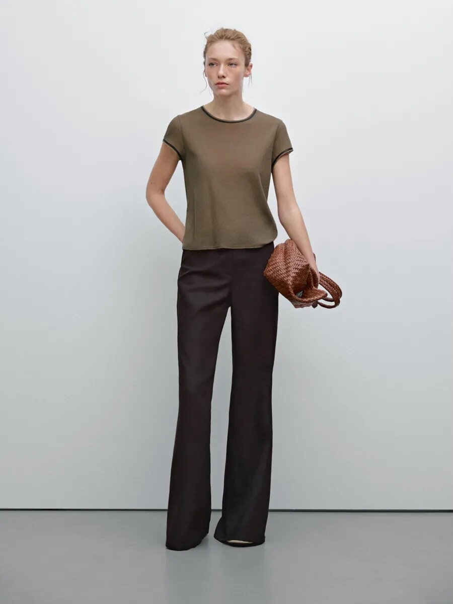 Футболка Massimo Dutti, размер XS, коричневый