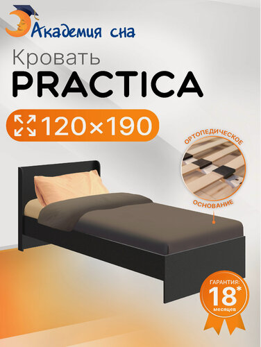 Изображение товара Кровать 120x190 Practica с ортопедическим основанием, Черный
