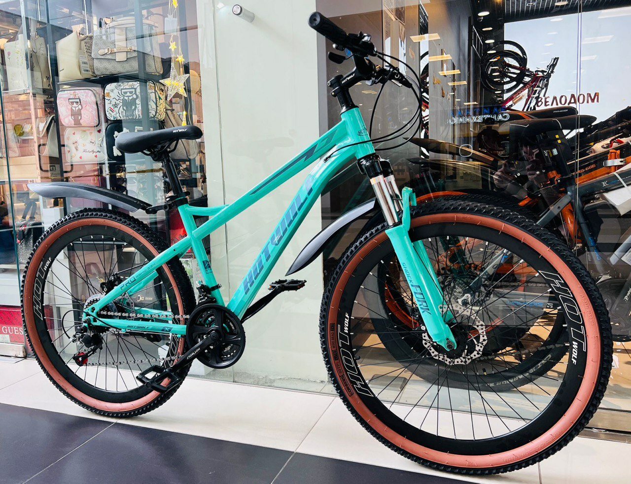 Велосипед горный скоростной HOT WOLF 334 24s 26 дюймов / взрослый, мужской и женский для прогулки / скоростной, спортивный велик зеленый