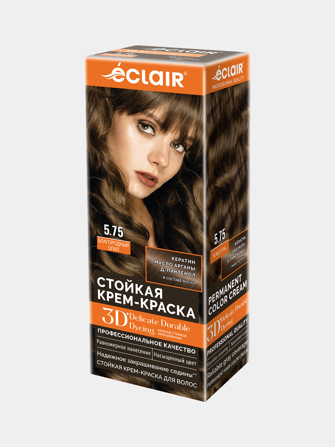 3D крем-краска для волос Eclair "Благородный опал" 5.75, стойкая, с аргоновым маслом, 100 мл