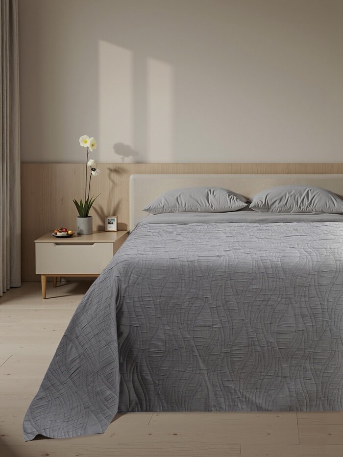 Покрывало Этель Gentle wave 240*260см цв. т-серый 100%п/э