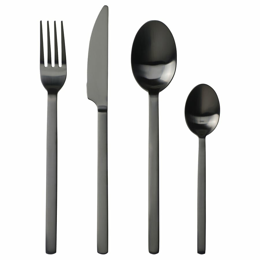 Столовые приборы IKEA STOCKHOLM 2025 24 предмета, черный, 505.924.34