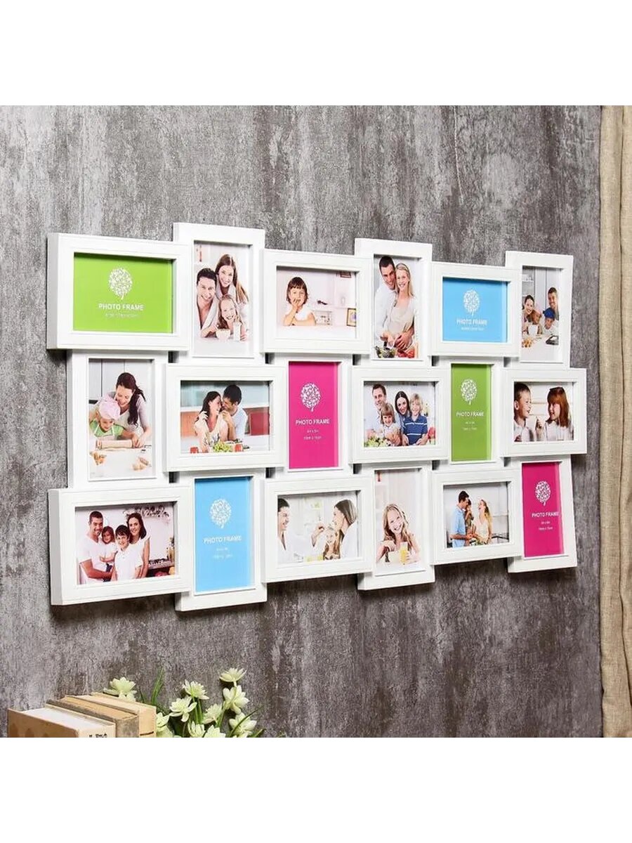 Большая белая фоторамка для семейных фото