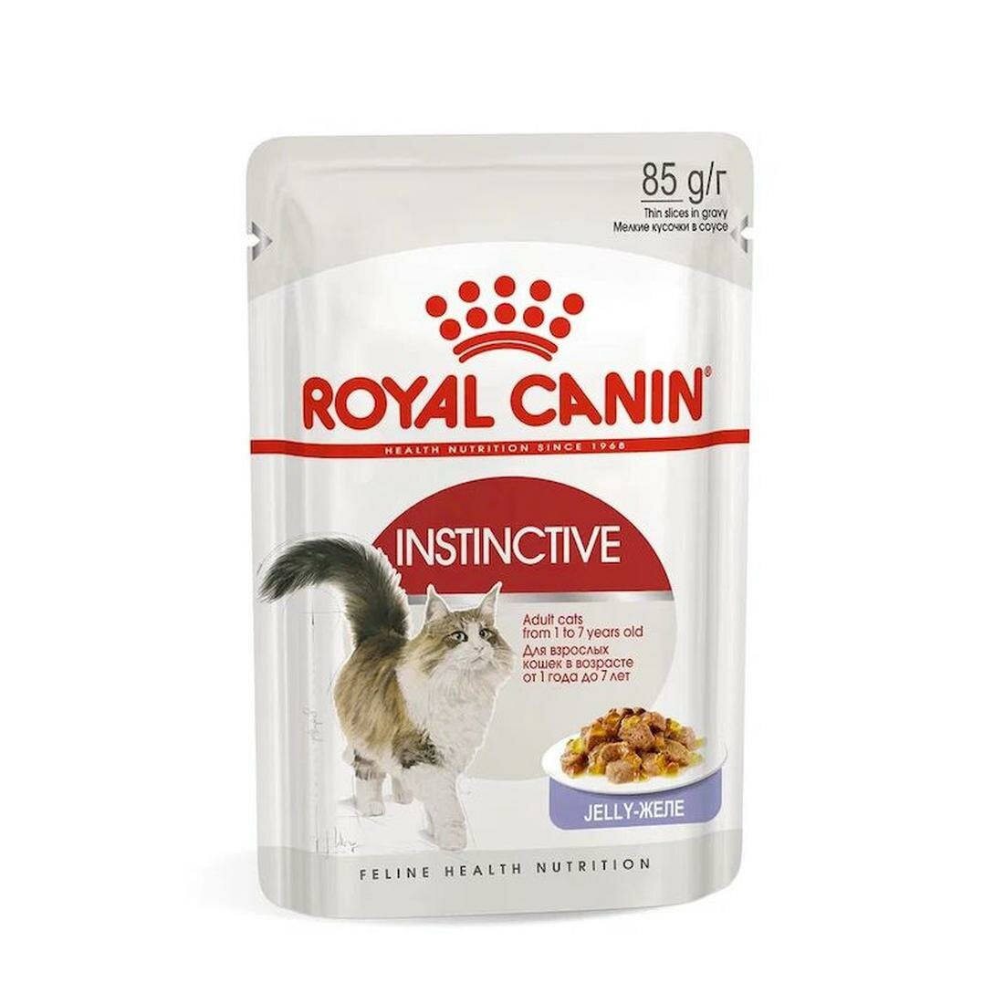 Royal Canin Instinctive полнорационный влажный корм для взрослых кошек, кусочки в желе, в паучах 85 г
