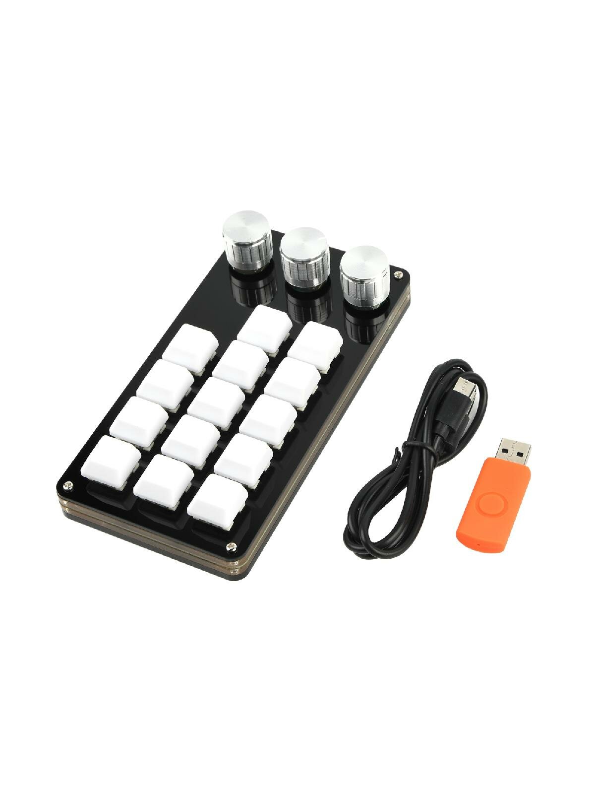 14 Keys Programmable Keyboard USB Mechanical Gaming Keyboard, One-Hand Macropad Keyboard 3 Knobs for Editing Gaming