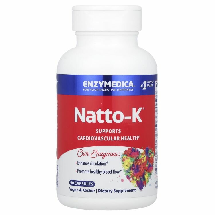Картинки Enzymedica, Natto-K, Ферменты для сердечно-сосудистой системы, 90 капсул