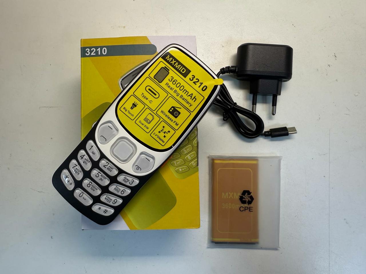 Кнопочный телефон, MXMID 3210, черный, black, громкий, 2 сим карты