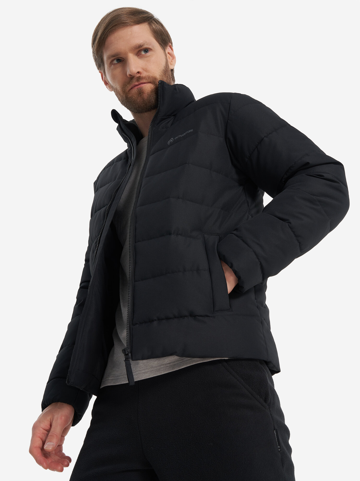 Пуховик OUTVENTURE Men's Faux down Jacket, размер 50, черный
