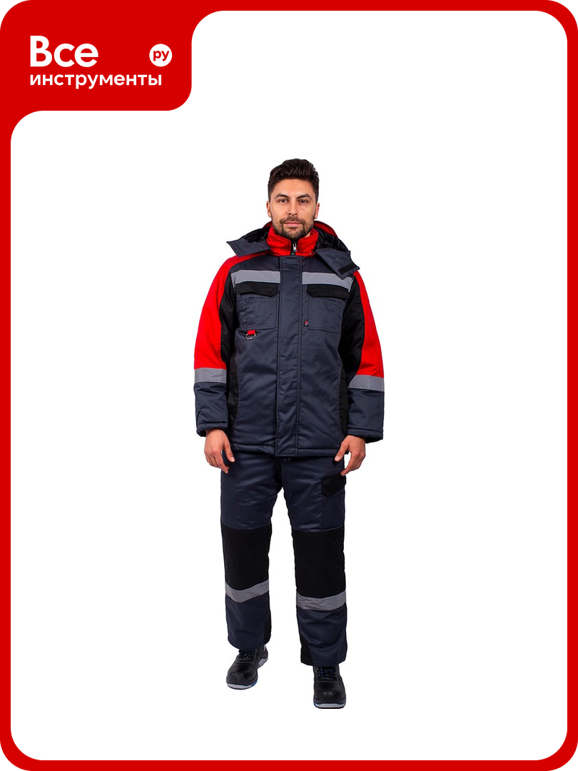 Зимний костюм факел Фаворит-Мега черный/красный/серый размер 52-54 рост 170-176 87472322.005