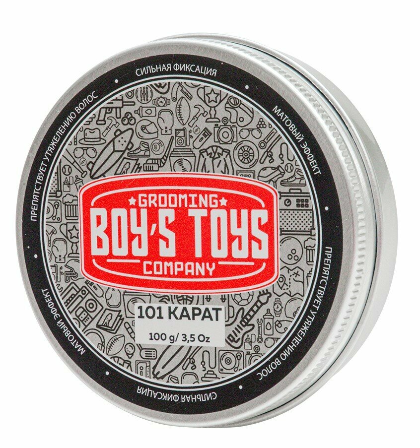 Паста BOYS TOYS для укладки волос высокой фиксации с низким уровнем блеска 101 Karat Strong Hold Matte Paste, 100 мл