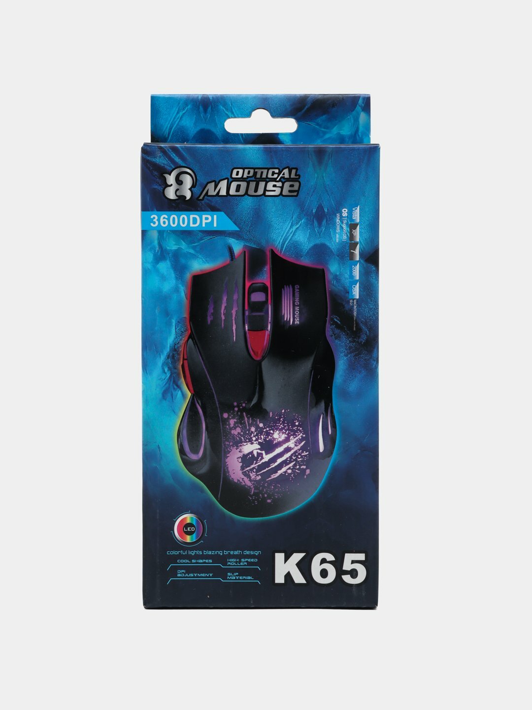 Мышка игровая, проводная, с RGB-подсветкой и оптическим сенсором K65