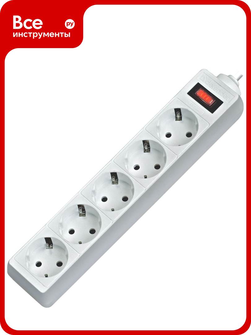 Сетевой фильтр Defender ES 3 3 м белый 5 розеток 99482