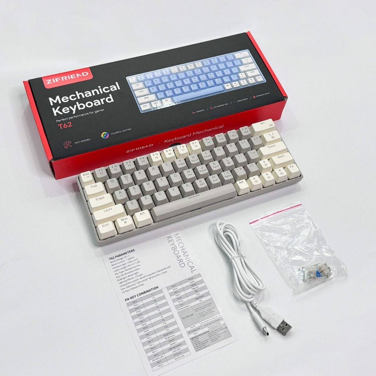 Игровая клавиатура Zifend T62 Компактная и стильная клавиатура, созданная для геймеров