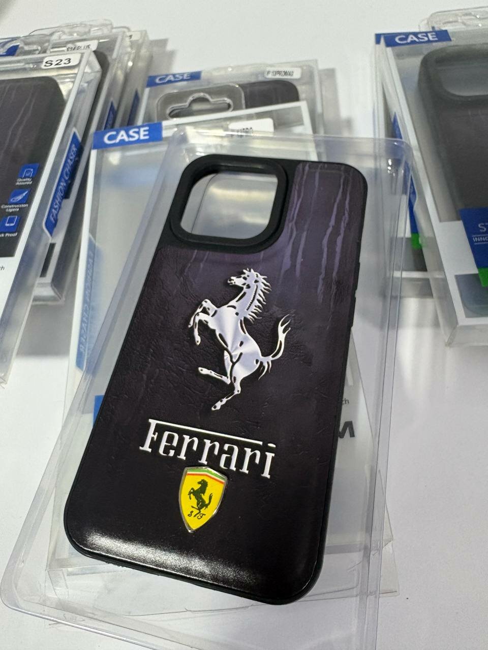 Чехол Ferrari, для Apple iPhone 14 Pro , искусственная кожа, черный