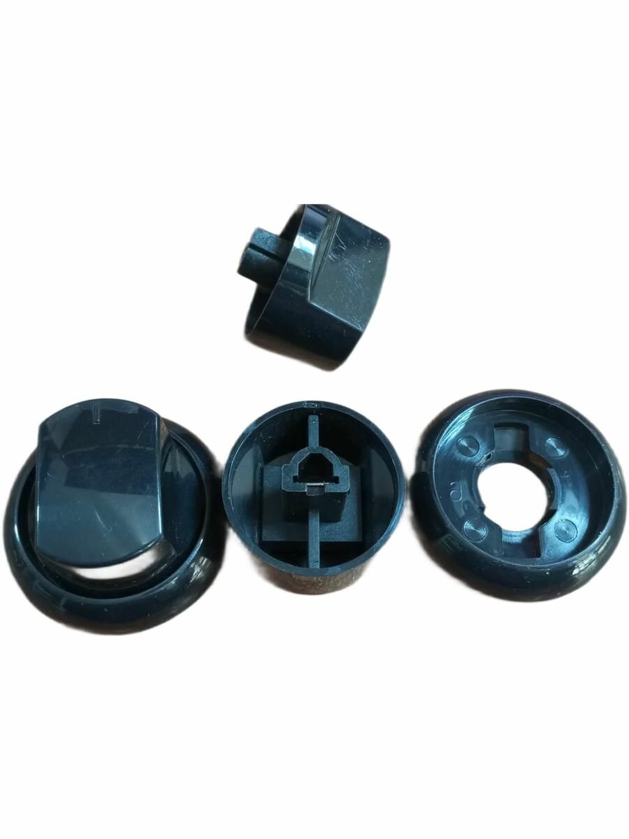 Ручка плиты Грета в сборе с воротником бочка  черная срез штока снизу + подарок зажим в ручку 1 штука