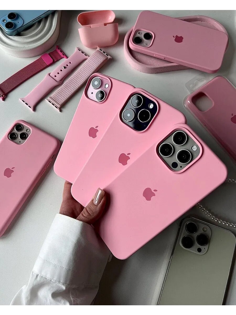 Силиконовый чехол для iPhone 15 pro max , с логотипом, тонкий и мягкий, 25 цветов — фото 1