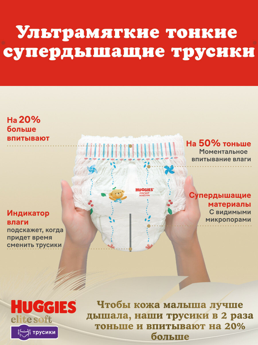 Подгузники трусики Huggies Elite Soft 6-11кг, 3 размер, 96шт — фото 1