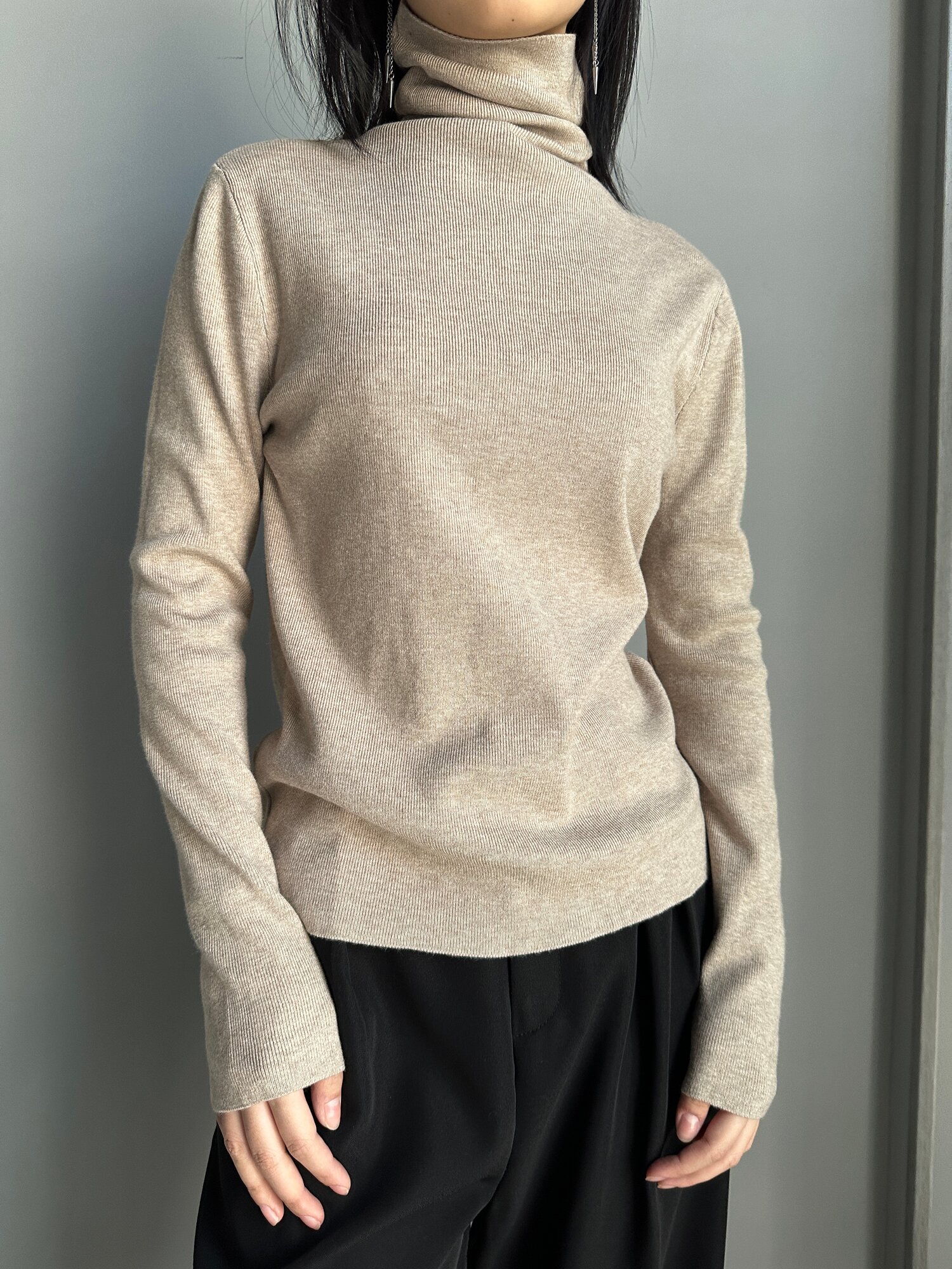 Водолазка INK Бежевый, Серый, Светло-серый, Синий, Черный, размер Std, бежевый — фото 1