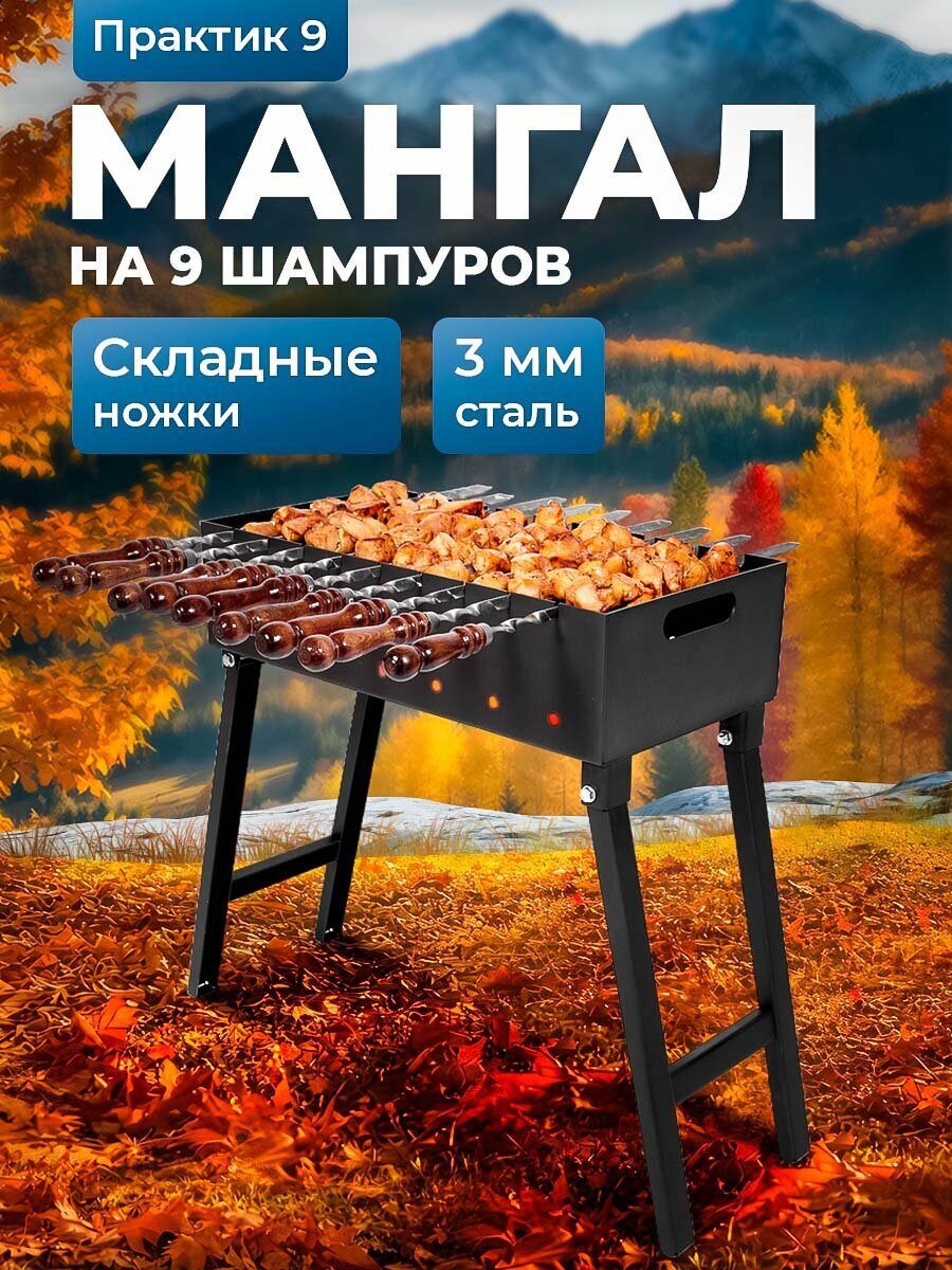 Мангал складной для дачи Практик 9 толщина 3 мм